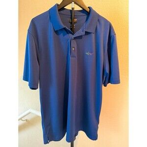 Greg Norman Play Dry Golf Polo Mens Large Blue Performance Shark Logo Shirt